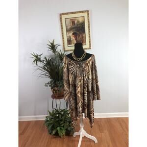 Slinky Brand Midi Dress Women's Size 3XL Brown Polyester Long Sleeves